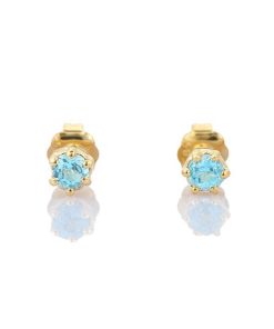 Petit Comité | Oorknopjes Geboortesteen Maart Aquamarijn Goud | cadeau dames | Nu te koop bij 14Karaats.nl | 10001087-Earrings/Body-piercing Jewellery