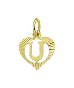 Star juwelier | Goud Hanger Letter U Hart 14 karaats | Nu te koop bij 14Karaats.nl | 10001091-Pendants