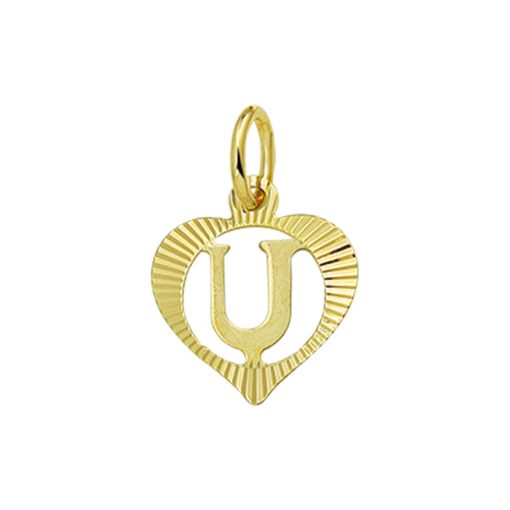 Star juwelier | Goud Hanger Letter U Hart 14 karaats | Nu te koop bij 14Karaats.nl | 10001091-Pendants