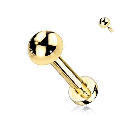 LMPiercings NL | Piercing flat dome gold plated 1.2x8 - LMPiercings | Nu te koop bij 14Karaats.nl | 10001087-Earrings/Body-piercing Jewellery