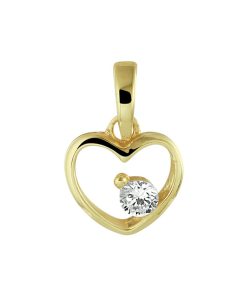 Its-Beautiful | Hartvormige Hanger van Geelgoud met Zirkonia | Nu te koop bij 14Karaats.nl | 10001091-Pendants