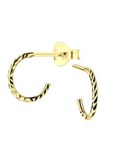 JYC | Joy|S - Zilveren oorringen stud - 10 mm - diamond cut t41 - gold plated | Nu te koop bij 14Karaats.nl | 10001087-Earrings/Body-piercing Jewellery