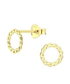 JYC | Joy|S - Zilveren twisted cirkel oorbellen - donut - 7 mm - gold plated | Nu te koop bij 14Karaats.nl | 10001087-Earrings/Body-piercing Jewellery