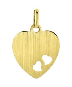 Lucardi | Lucardi Dames 14 Karaat geelgouden graveerplaat hart - Hanger - 14 Karaat Goud - Geelgoud | Nu te koop bij 14Karaats.nl | 10001091-Pendants