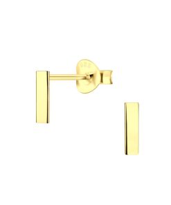 JYC | Joy|S - Zilveren bar / staaf oorbellen - 2 x 8 mm - gepolijst - gold plated | Nu te koop bij 14Karaats.nl | 10001087-Earrings/Body-piercing Jewellery
