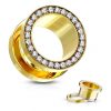 LMPiercings NL | Jewelled gold plated Screw Fit Tunnel - 2