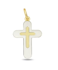 Zwartevalk | Juwelier Zwartevalk 14 karaat gouden bicolor kruis hanger - 14.282 | Nu te koop bij 14Karaats.nl | 10001091-Pendants