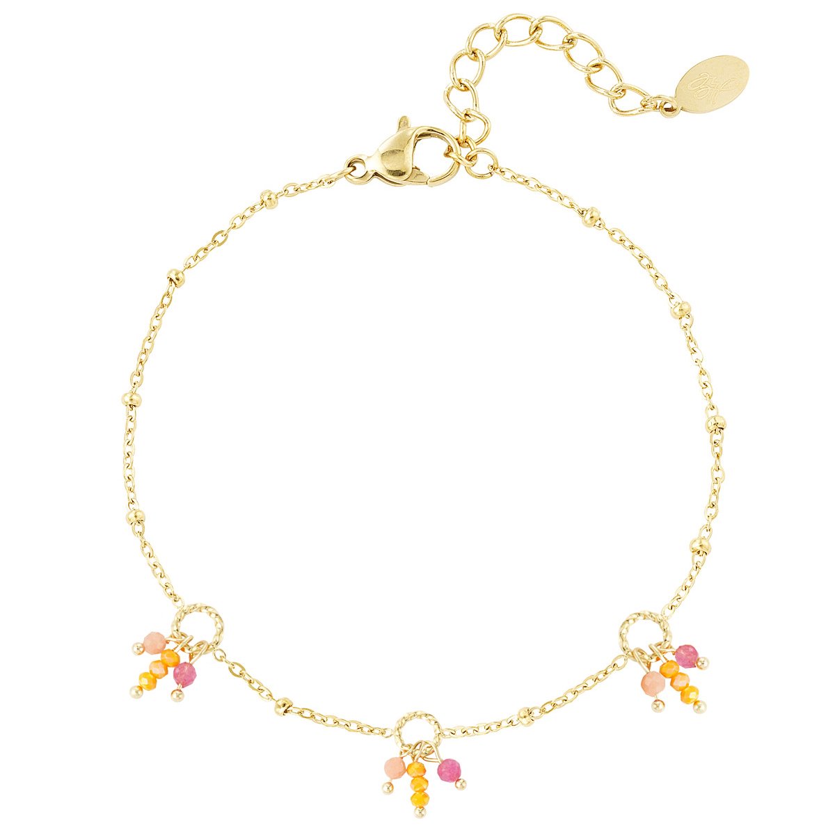 Yehwang | Enkelbandje summer fiesta pink - stainless steel - goud - kadotip | Koop bij 14Karaats.nl Yehwang | Enkelbandje summer fiesta pink - stainless steel - goud - kadotip | Nu te koop bij 14Karaats.nl | 10001083-Anklets