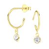 JYC | Joy|S - Zilveren oorringen met bedel - stud - zirkonia 4.5 mm - gold plated | Nu te koop bij 14Karaats.nl | 10001087-Earrings/Body-piercing Jewellery