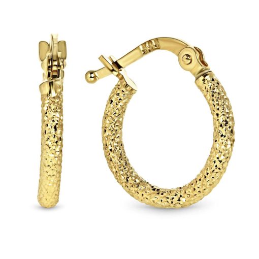 Juwelier Emo | Juwelier Emo - Geelgouden oorringen Gediamanteerd – 14 Karaat - SMALL - Diameter 14 MM | Nu te koop bij 14Karaats.nl | 10001087-Earrings/Body-piercing Jewellery