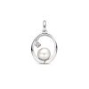 Kasius | zilver gerhodineerd hanger ovaal parel en zirkonia 21 mm 1339750 | Nu te koop bij 14Karaats.nl | 10001091-Pendants