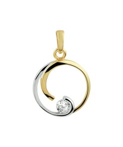 Its-Beautiful | hanger rond zirkonia bicolor gestift | Nu te koop bij 14Karaats.nl | 10001091-Pendants