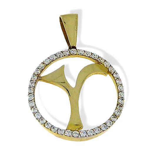 Star juwelier | Goud Hanger Letter Y 14 karaats Zirkonia | Nu te koop bij 14Karaats.nl | 10001091-Pendants