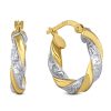 Juwelier Emo | Juwelier Emo - 14 Karaat Bicolor Wokkel oorbellen Dames  met Meandros bewerking - 17 mm | Nu te koop bij 14Karaats.nl | 10001087-Earrings/Body-piercing Jewellery