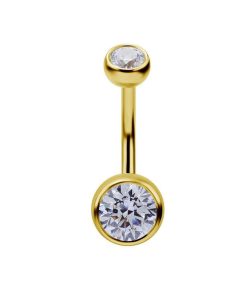 Piercings works | 18 Karaat Goud Navelpiercing  - Swarovski Zirconia | Nu te koop bij 14Karaats.nl | 10001087-Earrings/Body-piercing Jewellery