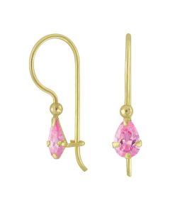 JYC | Joy|S - Zilveren kidney oorbellen - zirkonia druppel roze - gold plated | Nu te koop bij 14Karaats.nl | 10001087-Earrings/Body-piercing Jewellery