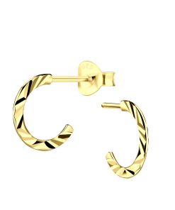JYC | Joy|S - Zilveren oorringen stud - 10 mm - diamond cut t43 - gold plated | Nu te koop bij 14Karaats.nl | 10001087-Earrings/Body-piercing Jewellery