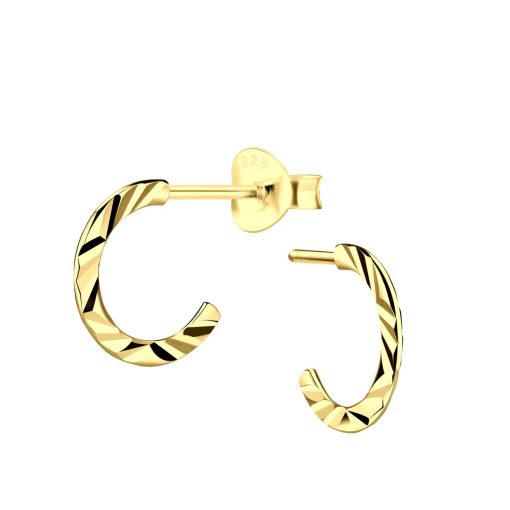 JYC | Joy|S - Zilveren oorringen stud - 10 mm - diamond cut t43 - gold plated | Nu te koop bij 14Karaats.nl | 10001087-Earrings/Body-piercing Jewellery