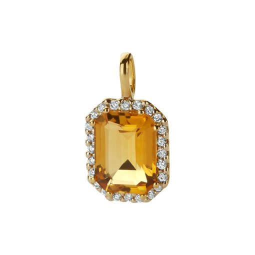 Its-Beautiful | Geelgouden Hanger met Citrien Edelsteen en Diamanten | Nu te koop bij 14Karaats.nl | 10001091-Pendants
