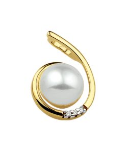 Sense Jewelry | Hanger Parel En Diamant 0.015ct H Si | Nu te koop bij 14Karaats.nl | 10001091-Pendants