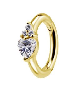 Piercings works | 18 Karaat Goud Rook Ring - Hartje Zirkonia | Nu te koop bij 14Karaats.nl | 10001087-Earrings/Body-piercing Jewellery