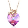 QoF | Paarse Hart met 14k Goud Bloem Swarovski® Hart Pendant Hanger - Ketting 40cm +5cm | Nu te koop bij 14Karaats.nl | 10001091-Pendants