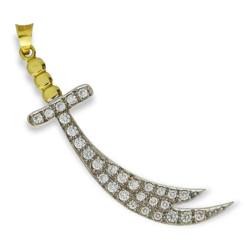 Star juwelier | Gouden Zwaard Hanger Zirkonia 14 karaats | Nu te koop bij 14Karaats.nl | 10001091-Pendants