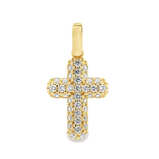 Zwartevalk | Juwelier Zwartevalk 14 karaat gouden kruis met zirkonia - 14.309 | Nu te koop bij 14Karaats.nl | 10001091-Pendants