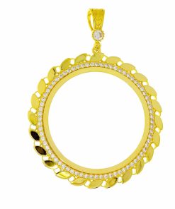 Star juwelier | Gouden Muntrand Hanger Voor Hele Lira Ataturk Zirkonia Pullu 14 karaats | Nu te koop bij 14Karaats.nl | 10001091-Pendants