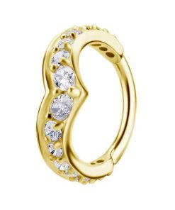 Piercings works | 18 Karaat Goud Conch Ring  -  Zirkonia | Nu te koop bij 14Karaats.nl | 10001087-Earrings/Body-piercing Jewellery