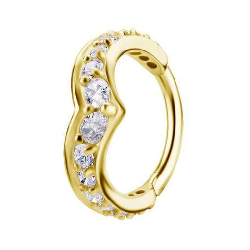 Piercings works | 18 Karaat Goud Conch Ring  -  Zirkonia | Nu te koop bij 14Karaats.nl | 10001087-Earrings/Body-piercing Jewellery