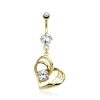 LMPiercings NL | Navelpiercing sier hartje wit gold plated 14kt. - LMPiercings | Nu te koop bij 14Karaats.nl | 10001087-Earrings/Body-piercing Jewellery