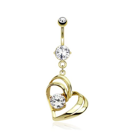LMPiercings NL | Navelpiercing sier hartje wit gold plated 14kt. - LMPiercings | Nu te koop bij 14Karaats.nl | 10001087-Earrings/Body-piercing Jewellery