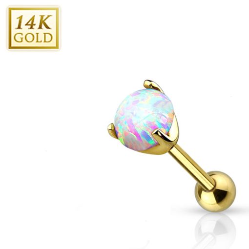 LMPiercings NL | 14 kt. piercing met opal steen 5mm - LMPiercings | Nu te koop bij 14Karaats.nl | 10001087-Earrings/Body-piercing Jewellery