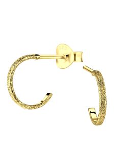 JYC | Joy|S - Zilveren oorringen stud - 10 mm - diamond dust t32 - gold plated | Nu te koop bij 14Karaats.nl | 10001087-Earrings/Body-piercing Jewellery