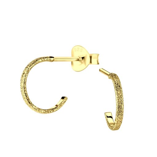 JYC | Joy|S - Zilveren oorringen stud - 10 mm - diamond dust t32 - gold plated | Nu te koop bij 14Karaats.nl | 10001087-Earrings/Body-piercing Jewellery