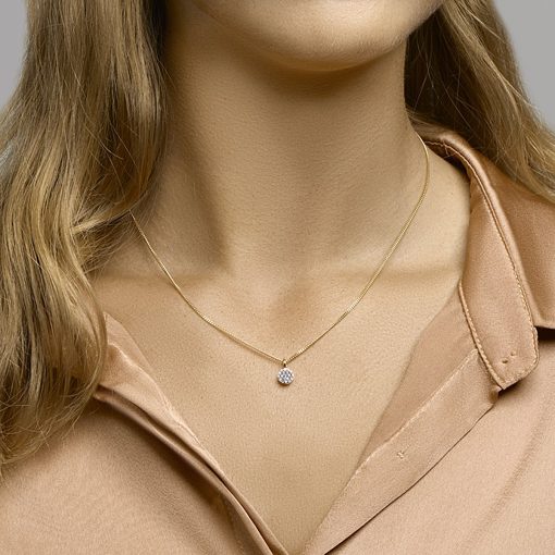 Sense Jewelry | Hanger Rond Zirkonia Bicolor Gestift | Nu te koop bij 14Karaats.nl | 10001091-Pendants