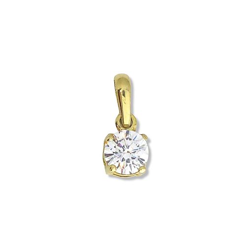 Star juwelier | Gouden Hanger Zirkonia 5 mm 14 karaats | Nu te koop bij 14Karaats.nl | 10001091-Pendants