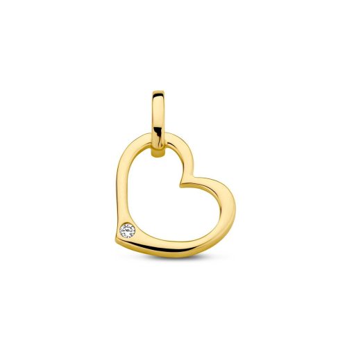Its-Beautiful | hanger hart en diamant 0.01ct h p1 | Nu te koop bij 14Karaats.nl | 10001091-Pendants
