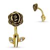 LMPiercings NL | Navelpiercing roos op stam gold plated 14kt. - LMPiercings | Nu te koop bij 14Karaats.nl | 10001087-Earrings/Body-piercing Jewellery