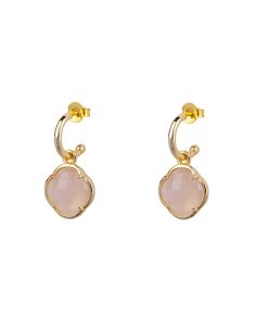 Petit Comité | Oorbellen Dames Klaver Rozenkwarts Goud (925 Sterling Silver) | cadeau dames | Nu te koop bij 14Karaats.nl | 10001087-Earrings/Body-piercing Jewellery