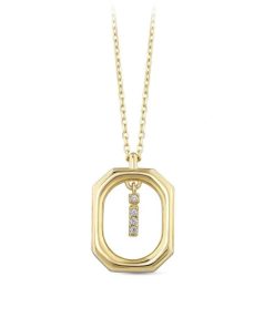 Star juwelier | Goud Hanger Letter I met Ketting Zirkonia 14 karaats | Nu te koop bij 14Karaats.nl | 10001091-Pendants