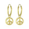JYC | Joy|S - Zilveren Peace bedel oorbellen - oorringen - gold plated | Nu te koop bij 14Karaats.nl | 10001087-Earrings/Body-piercing Jewellery