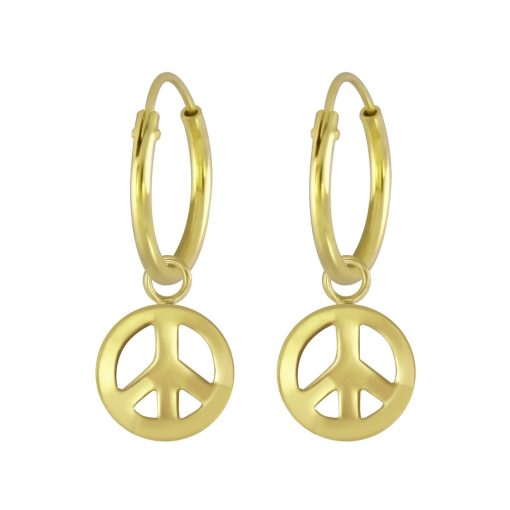 JYC | Joy|S - Zilveren Peace bedel oorbellen - oorringen - gold plated | Nu te koop bij 14Karaats.nl | 10001087-Earrings/Body-piercing Jewellery