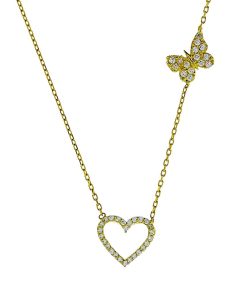 Star juwelier | Gouden Ketting Hart Vlinder Hanger Zirkonia 14 karaats | Nu te koop bij 14Karaats.nl | 10001091-Pendants