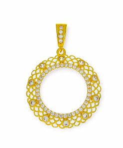 Star juwelier | Gouden Muntrand Hanger Voor Gouden Vijfje - Kwart Lira Ataturk Zirkonia Anatoli 14 karaats | Nu te koop bij 14Karaats.nl | 10001091-Pendants