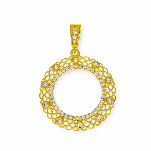 Star juwelier | Gouden Muntrand Hanger Voor Gouden Vijfje - Kwart Lira Ataturk Zirkonia Anatoli 14 karaats | Nu te koop bij 14Karaats.nl | 10001091-Pendants