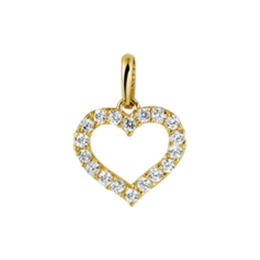 The Jewelry Collection | The Jewelry Collection Hanger Hart Zirkonia - Goud | Nu te koop bij 14Karaats.nl | 10001091-Pendants