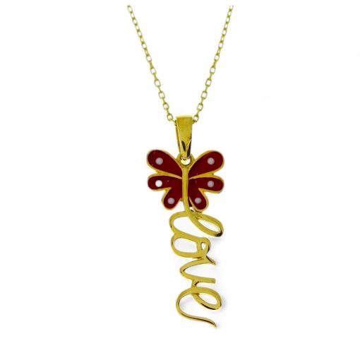 Star juwelier | Gouden Ketting Vlinder Love Hanger 14 karaats | Nu te koop bij 14Karaats.nl | 10001091-Pendants