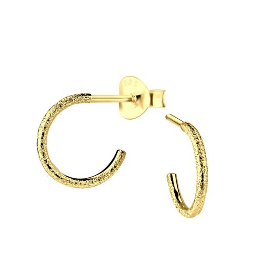 JYC | Joy|S - Zilveren oorringen stud - 10 mm - diamond dust t29 - gold plated | Nu te koop bij 14Karaats.nl | 10001087-Earrings/Body-piercing Jewellery
